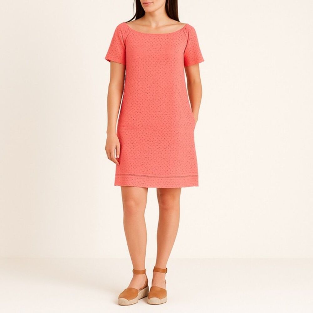 NWT Lauren Ralph Lauren Sun Coral Eyelet Off Shoulder Midi Dress Size 8 Cotton
